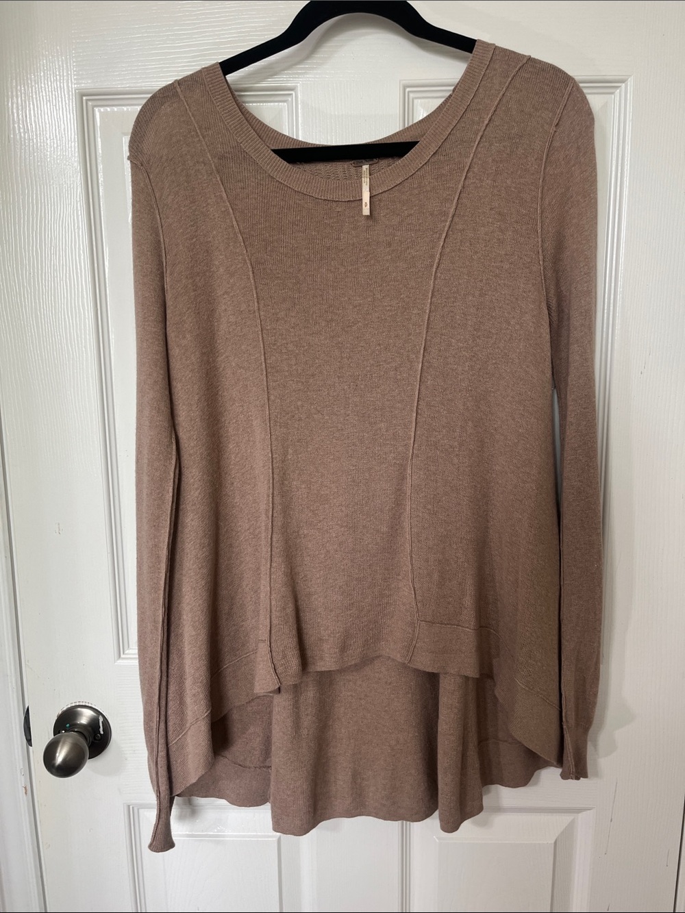 Free People Taupe Brown High-Low Knit Tunic